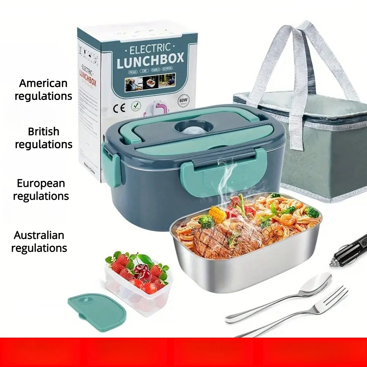 

The Three In One Ultra Fast Heater Portable Food Box Is Suitable For Heating Leak Proof Lunches In Cars Or At Home