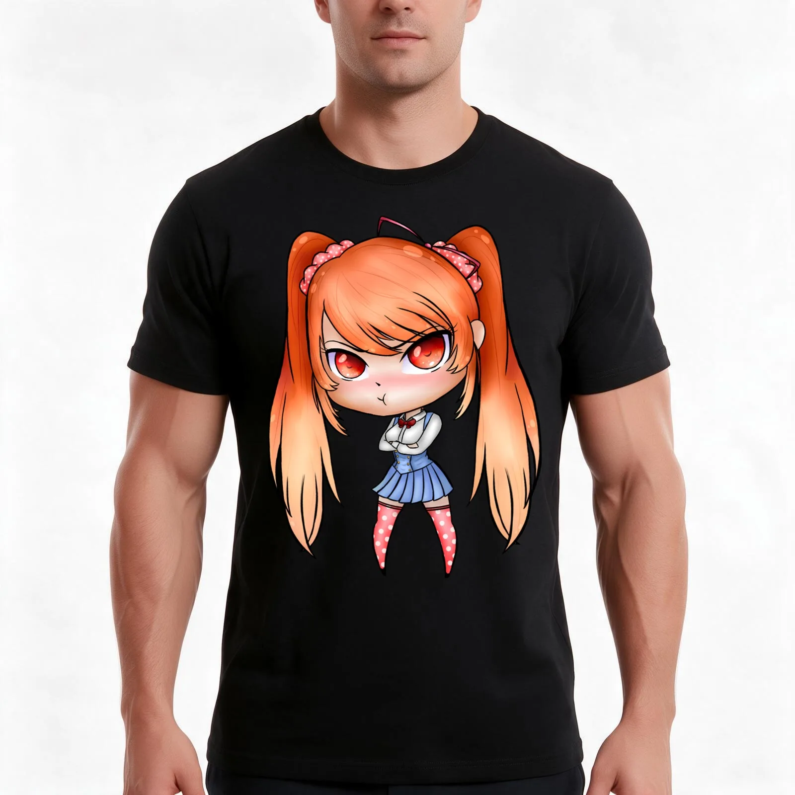 Yandere Simulator - Chibi Osana Najimi (Uniform 7/New Uniform) T-Shirt, Summer Casual Cotton Tee, Oversized Streetwear Tops