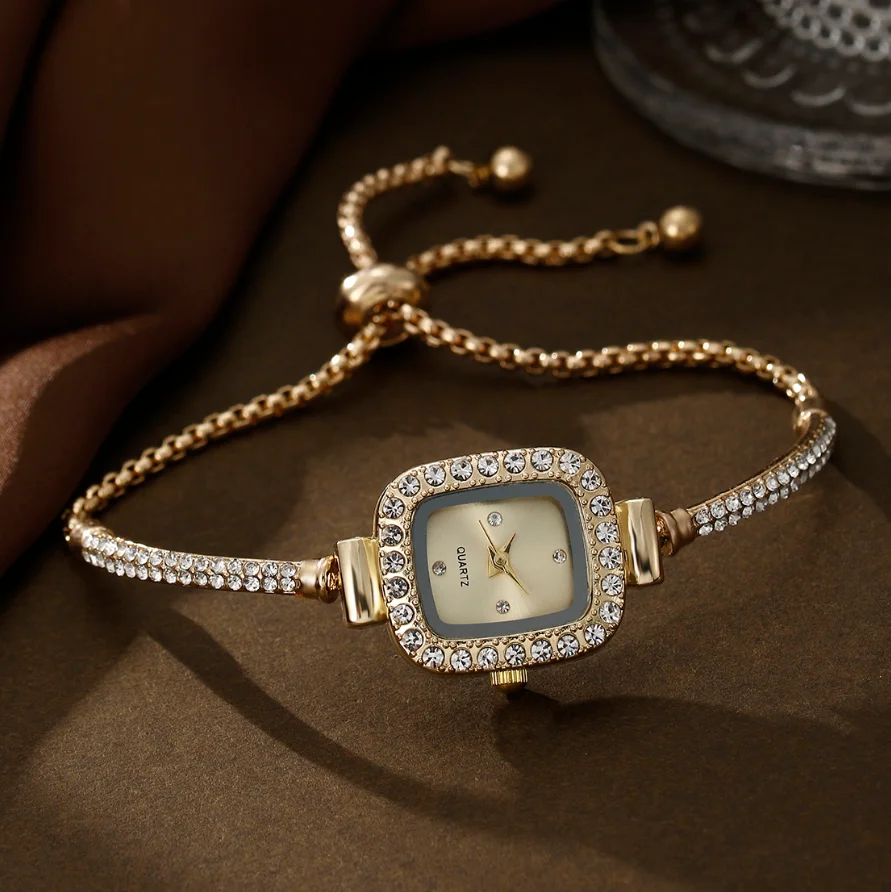 Women\'s Watches Fashion Rhinestone Square Bracelet Ladies Quartz Watch Reloj Mujer Girls Clock Gift