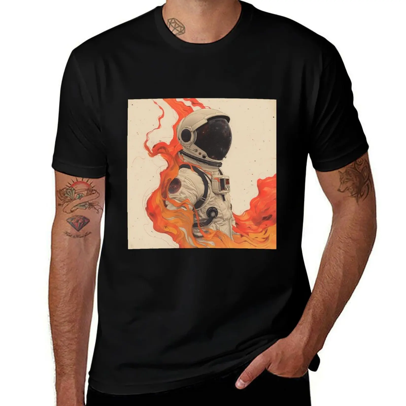 Galactic Inferno minimal illustration T-Shirt Street Style Casual Tee Shirt T-Shirt