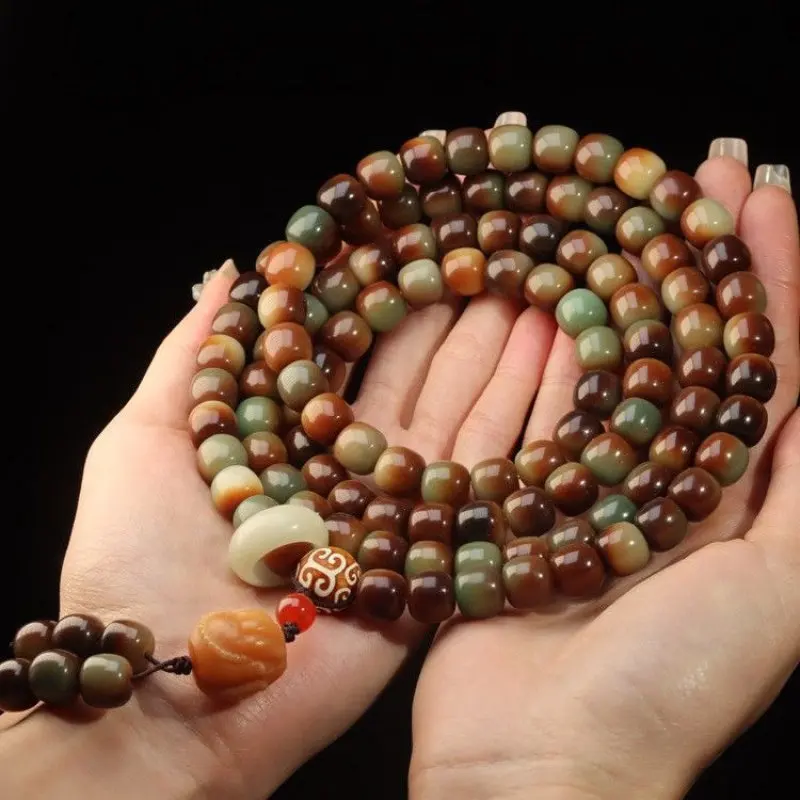 Bodhi Seed Prayer Bead Bracelet Neck Hanging Bodhi Root Mala Beads for Blessing and Good Luck Gifts