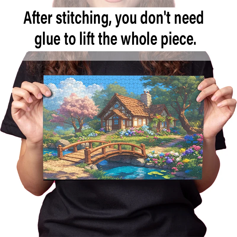 صندوق مكون من 1000 قطعة من الألغاز للبالغين، يتميز بتصميم بيت كريك زهري - مقاوم للخدش، وتحدي، ومناسب لـ