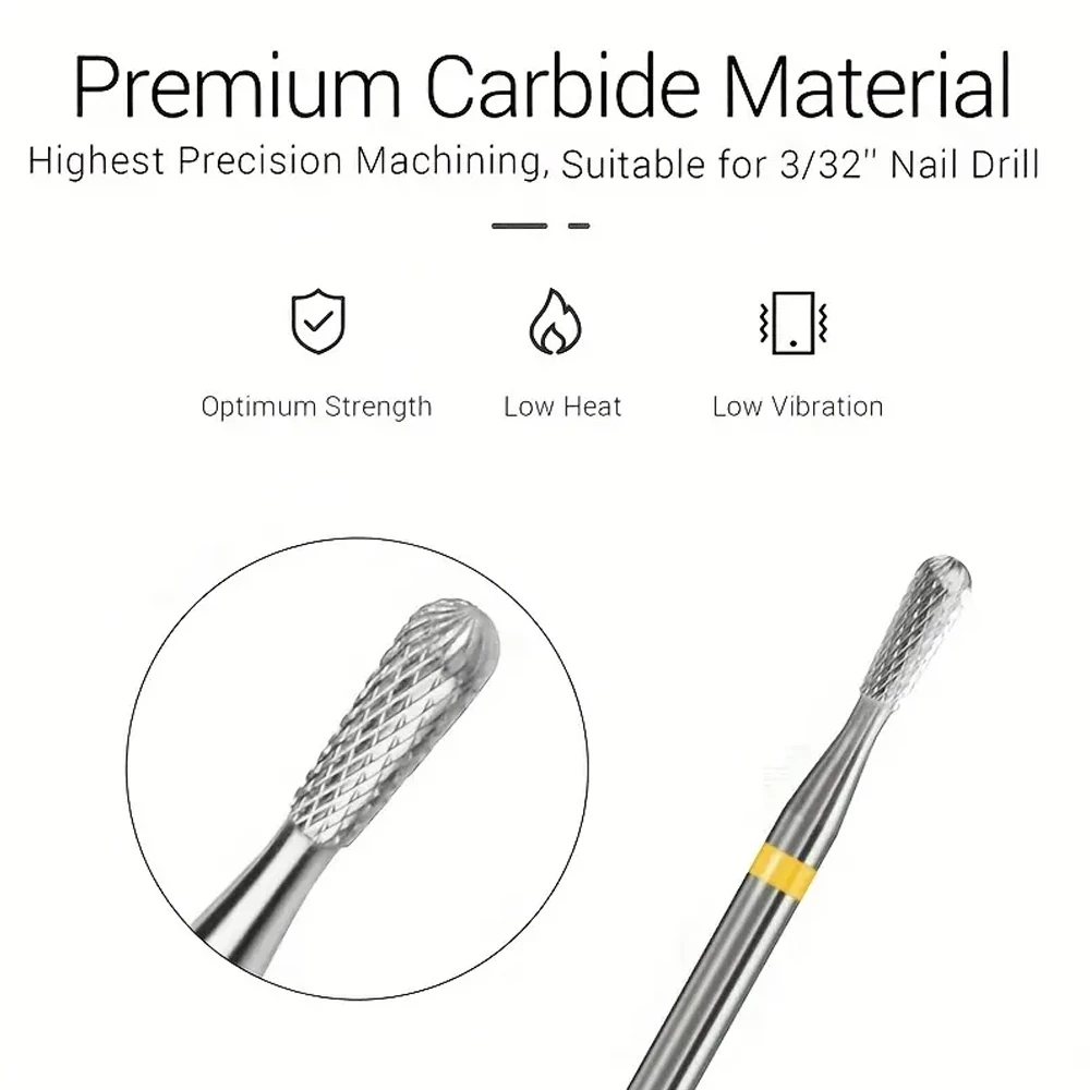 3/32”  Carbide Nail Drill Bit Cuticle Remover, Two-Way Rotation Fine Grit