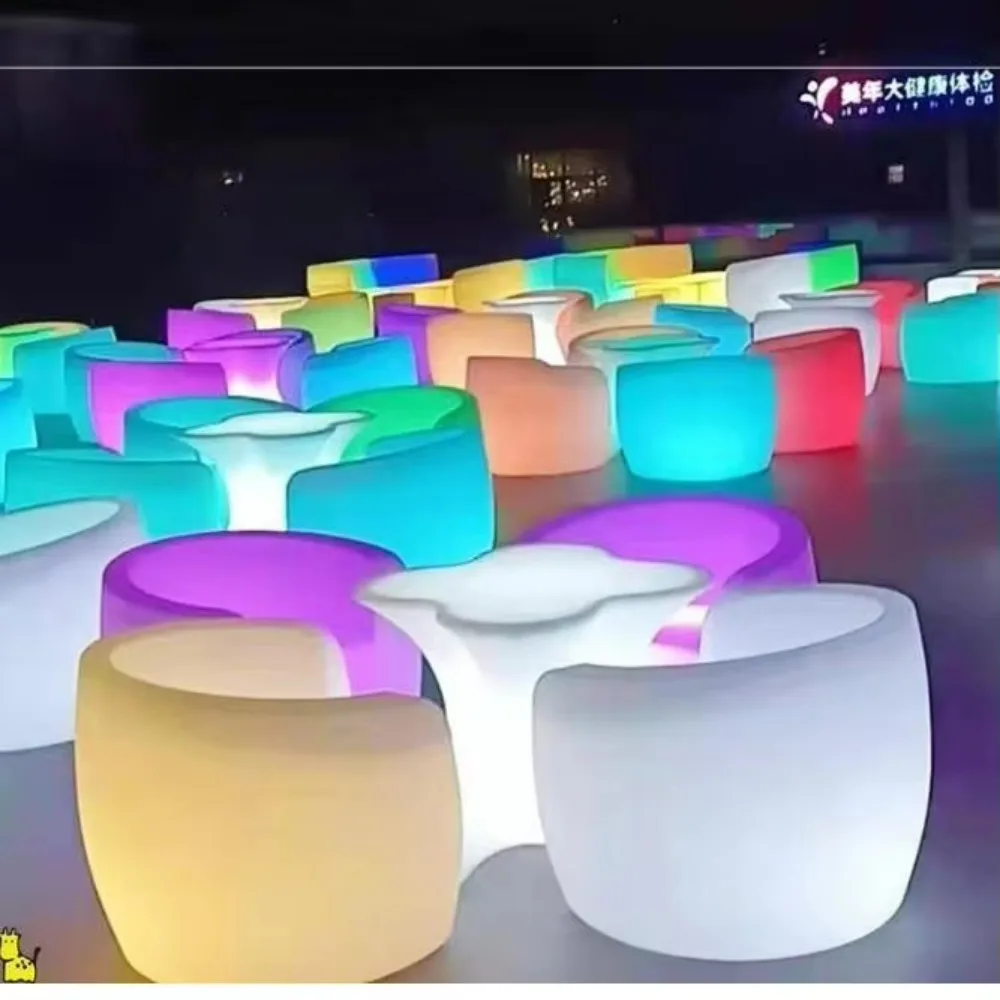 RGB 16-цветный перезаряжаемый PE пластиковый светодиодный барный стул/наборы светодиодных диванов/светодиодная мебель для бара и ночного клуба