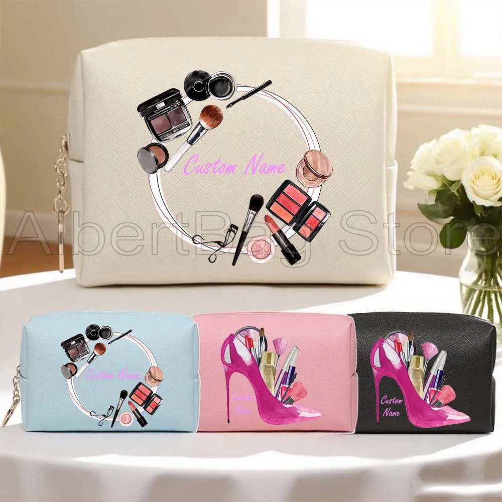 

Custom Floral & Letters Makeup Bag Personalized Travel Toiletry Organizer with Zipper Fashion Cosmetic Pouch Toilet Storage Bags