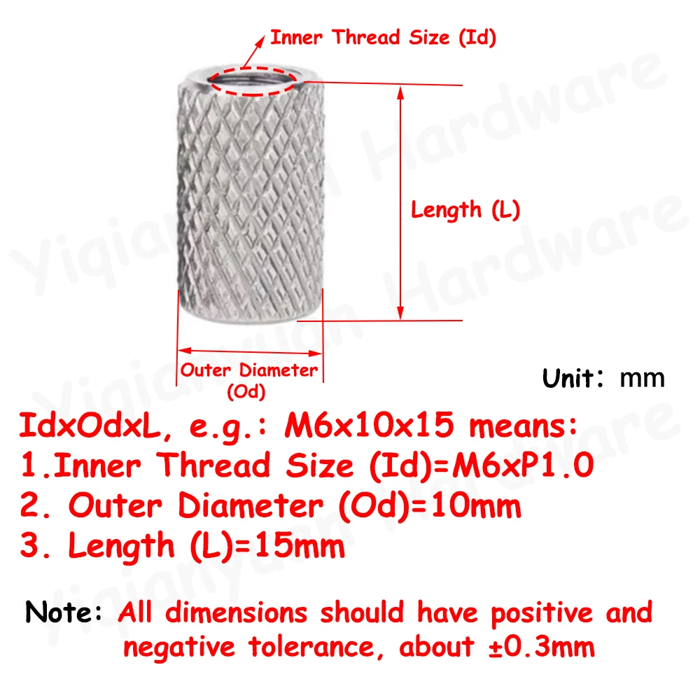 Joint Sleeve Nut M3-M16 Coarse Thread Extend Long Knurled Coupling Nuts SUS304 Stainless Steel for Engineering Use