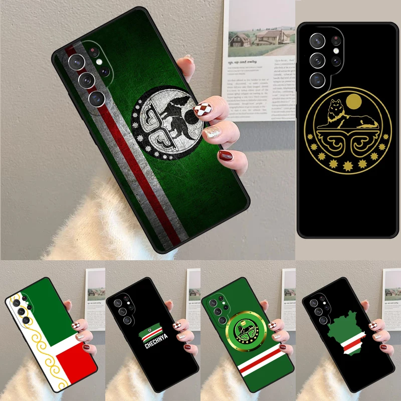 Cover For Samsung Galaxy S24 Ultra S21 S22 S8 S9 S10E Note 10 20 Plus FE S23 Chechnya Chechen Flag Phone case Coque