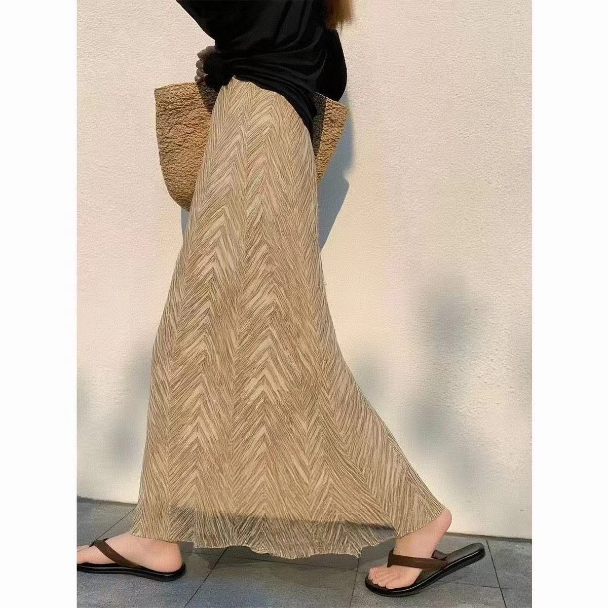 Summer 2026 Women's High Waist A-Line  Skirt Floral Print Beach Vacation Retro Style Slimming Effect Half-length Skirts