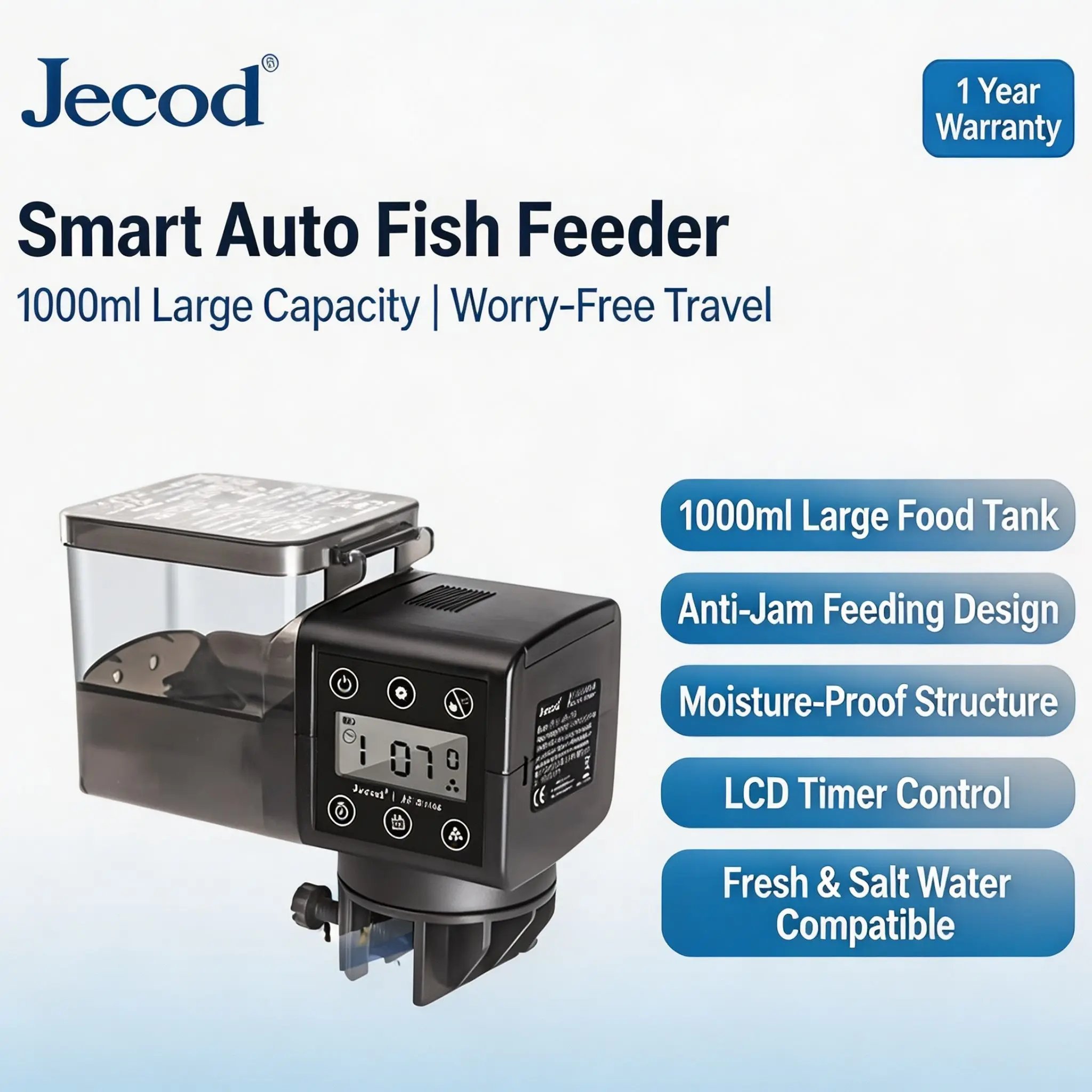 Jebao Jecod AF-750 AF-1000 Large Capacity Smart Automatic Aquarium Fish Feeder Digital Timer Auto Feeding Dispenser For Marine C