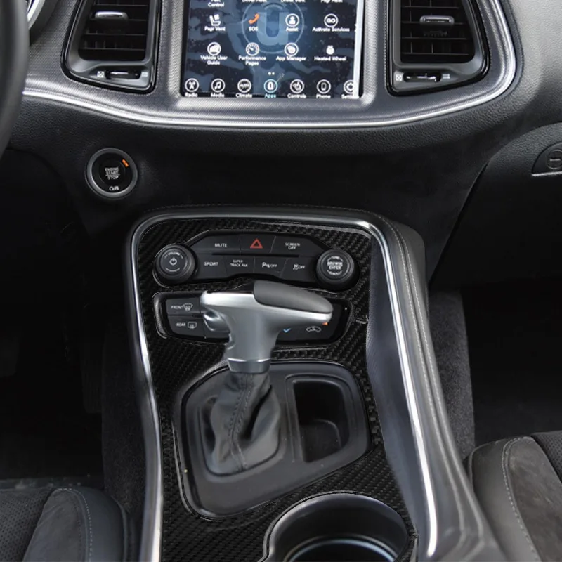 Suitable for Dodge Challenger Carbon Fiber Interior Modification Center Control Gear Cup Panel Decorative Sticker