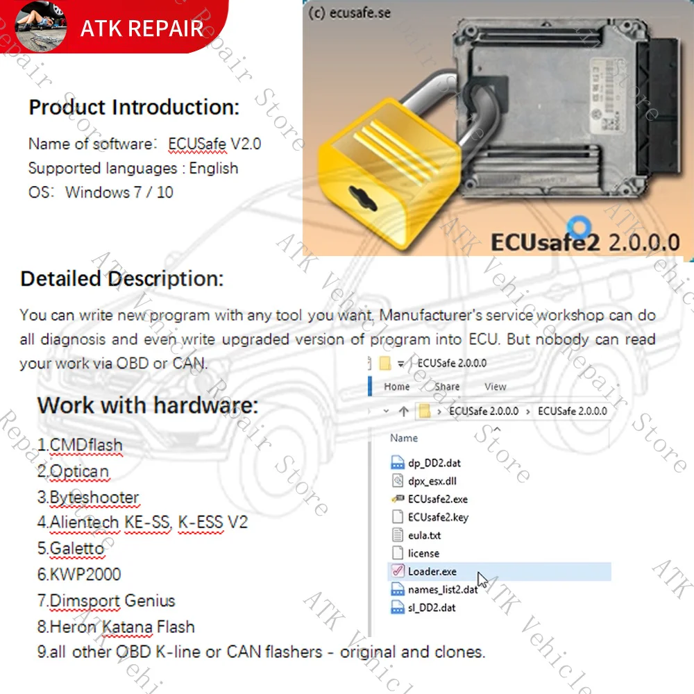 2024 ECUSafe 2.0 OBD externalequipment Diagnostic Car Write a new program ECU For Au-di For V-w For Sko-da Supports English new