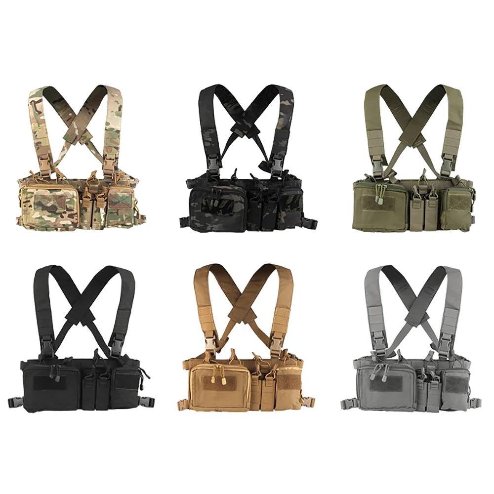 NEW Airsoft Hunting Gear D3CRH Tactical Chest Rig, Multi-function Modular Wargame Vest, Lightweight with Mag Pouch