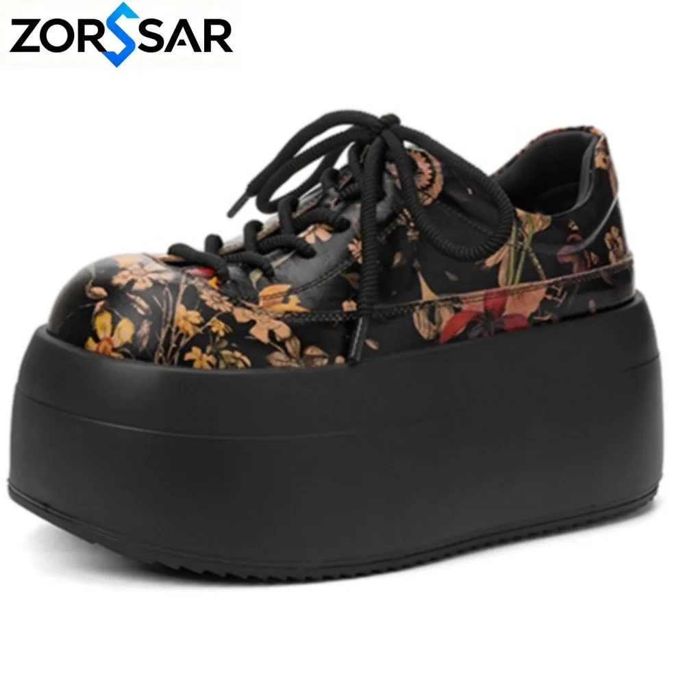 High Platform Sneakers Women's Lace Up Trainers Chunky Shoes Woman Designer Genuine Leather Runway Shoes Youth Elevated Sneaker