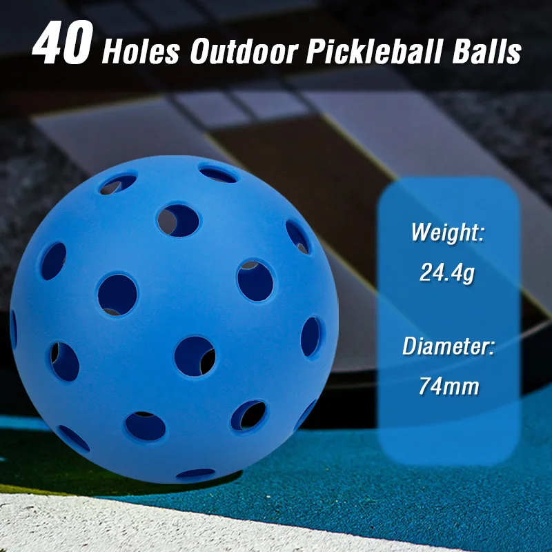 Pickleball Ball Set 74mm 40 Holes Outdoor Pickleball Balls for Standard Pickleball Sport Training Practice 6pcs/Bag in Mesh Bag