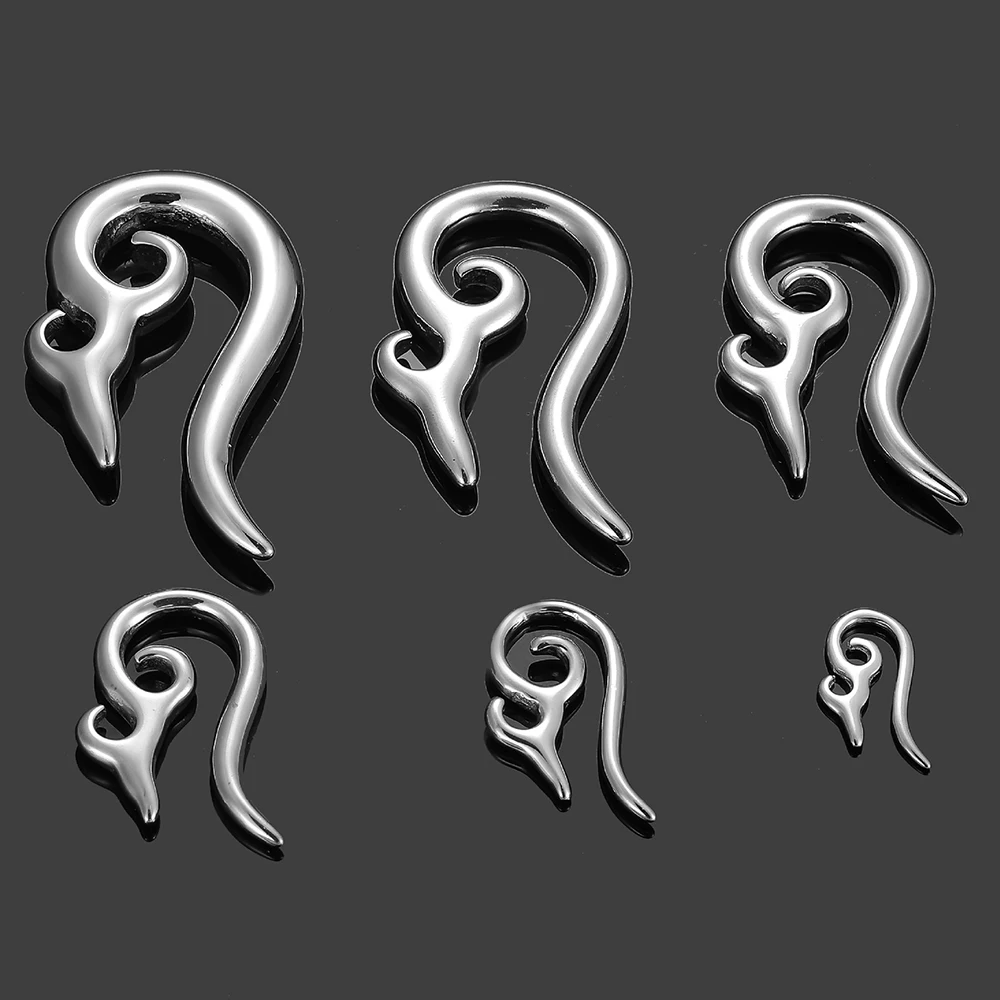 1 زوج فاسق قياس دوامة هوب القرط الفولاذ المقاوم للصدأ خاص على شكل الأذن تفتق ثقب المتوسع شماعات مجوهرات للجسم اكسسوارات