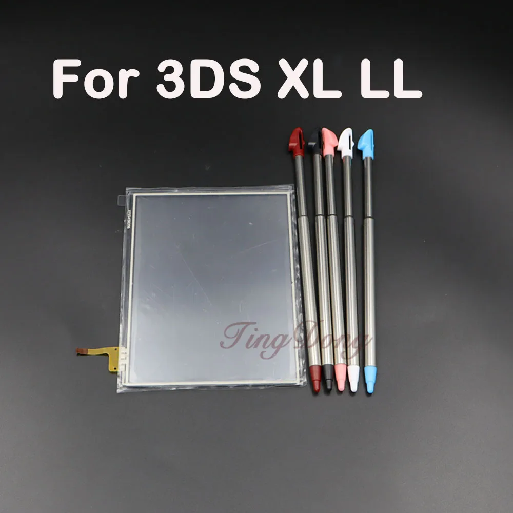 1 Juego de Panel de pantalla táctil de cristal digitalizador para consola de juegos Nintend 3DS 3DS XL LL con lápiz óptico retráctil de Metal y plástico
