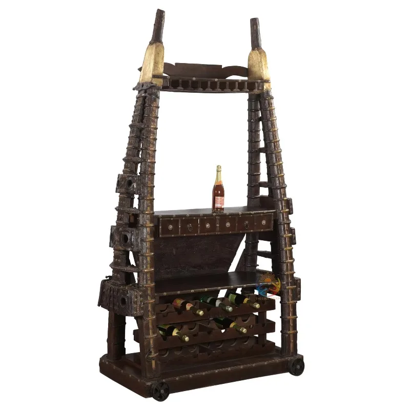 Rustic Cask Rack Vintage Charm Unique Hotel Bottle Storage
