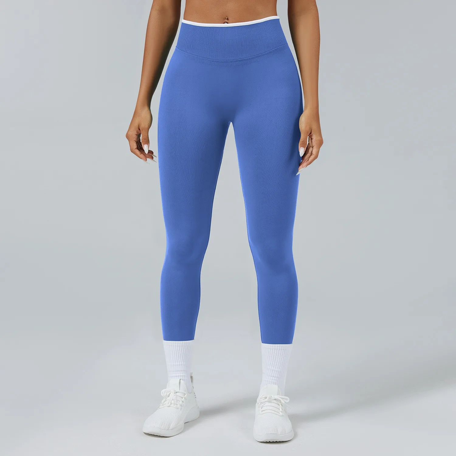 Nahtlose Yoga-Leggings für Damen mit mittlerer Bundhöhe, Push-Up-Effekt, Sport- und Fitnesshose, Laufhose, Hüftlift, hohe Elastizität, Gym-Leggings, Sportleggings – Detail 36