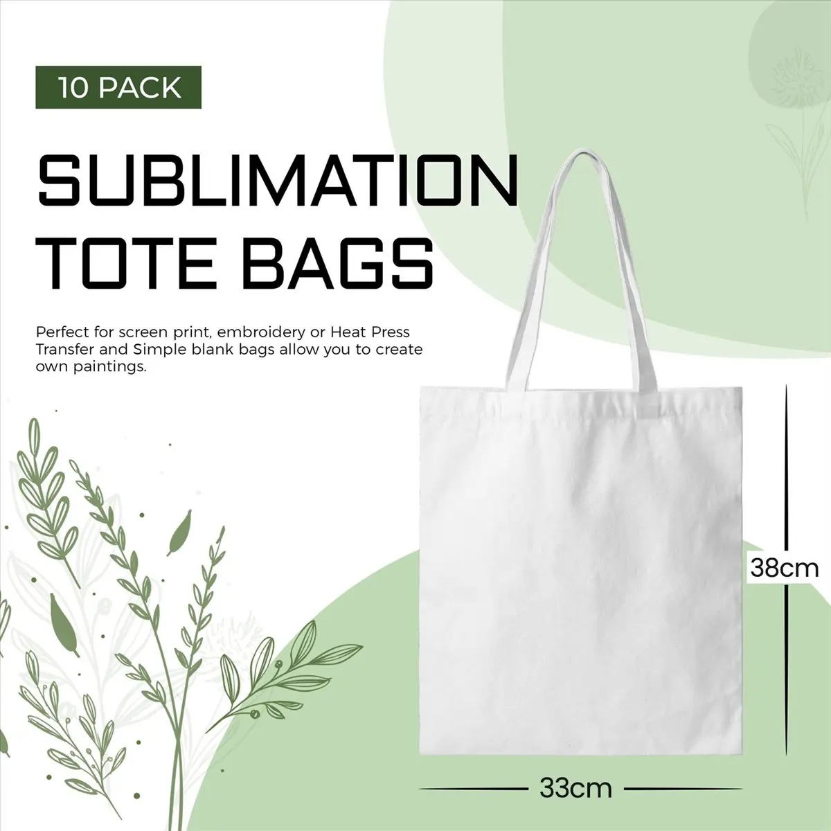 

ABJS Sublimation Tote Bags Blanks 15 x 13 Inch Polyester Canvas Tote for DIY Crafting Heat Transfer Bag for Gift
