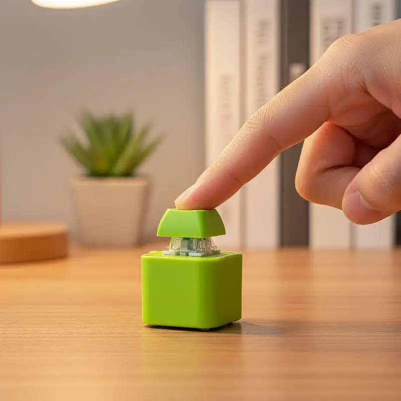 Keyboard Clicker Sound Recording Keyring Rechargeable LED Light Compact Stress Relief Fidget Toy for Work Break Relax