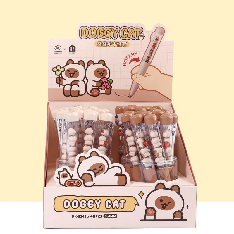 

24pcs/lot Kawaii Cat Gel Pen Cute 0.5mm Black Ink Signature Pens Promotional Gift School Supply
