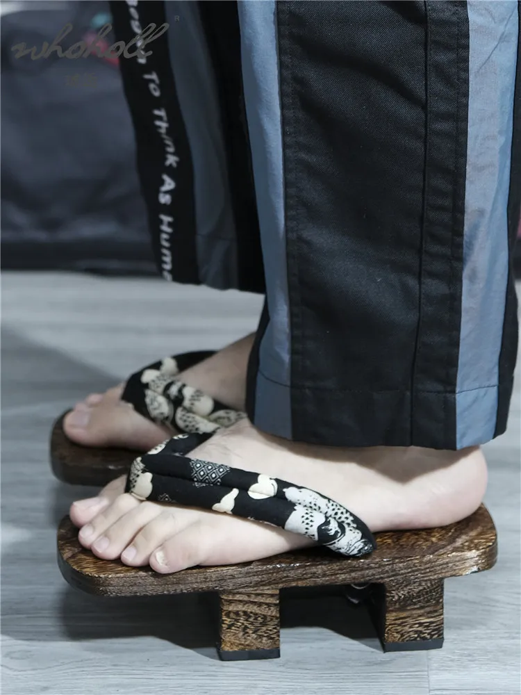 Man Women Slipper Summer Flip Flops Wood Japanese Geta Cosplay Samurai Geisha Sandals Shoes Thick Bottom Platform Sandals