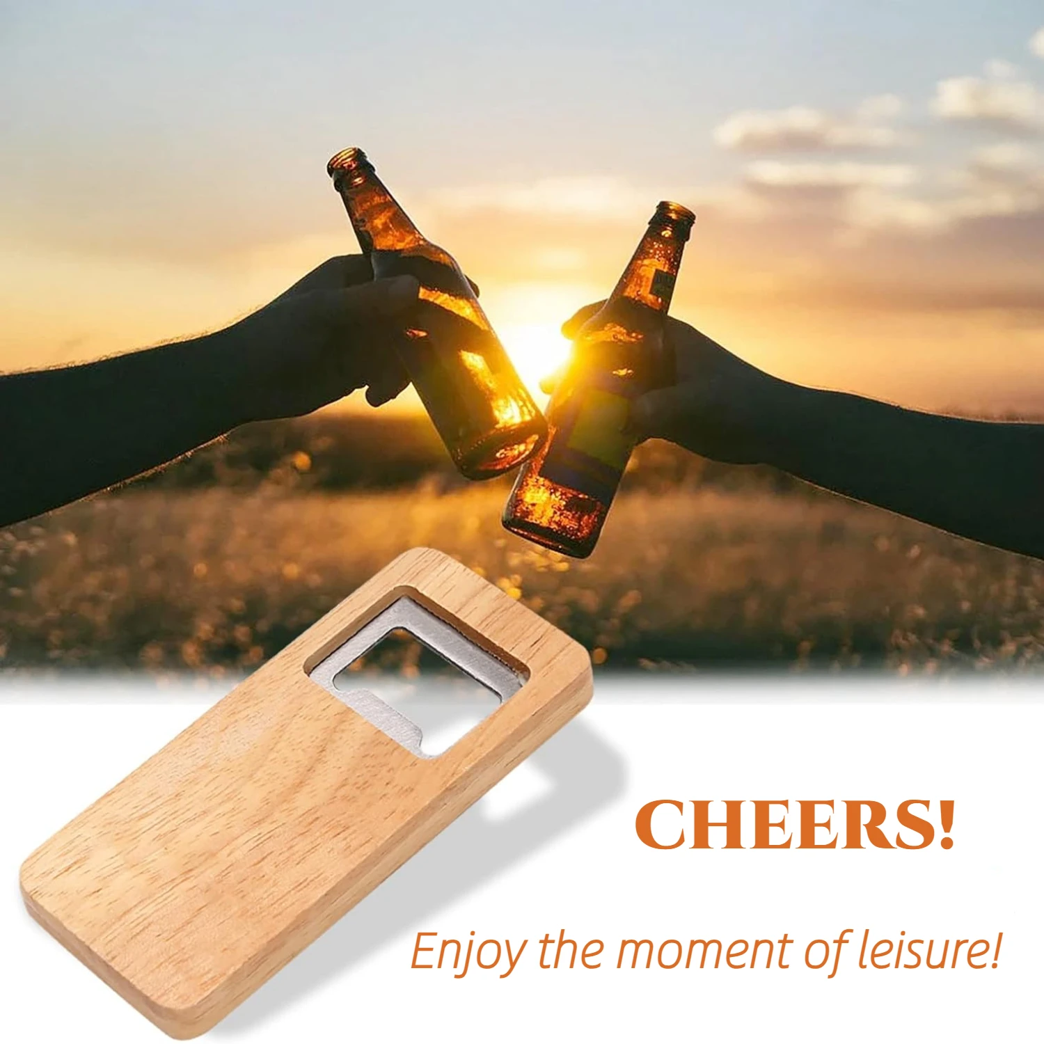 10-50PCS Wood Beer Bottle Opener with Wooden Handle Corkscrew Steel Square Openers Bar Kitchen Wedding Party Gift DIY Crafts