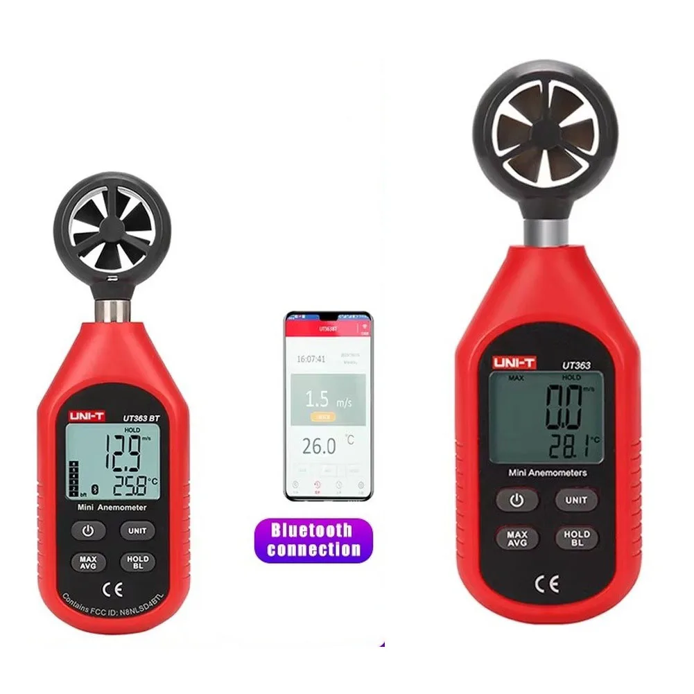 UNI-T Handheld Anemometer UT363 UT363BT UT363S With Bluetooth- Digital Wind-Speed Measure Meter Temperature LCD Display