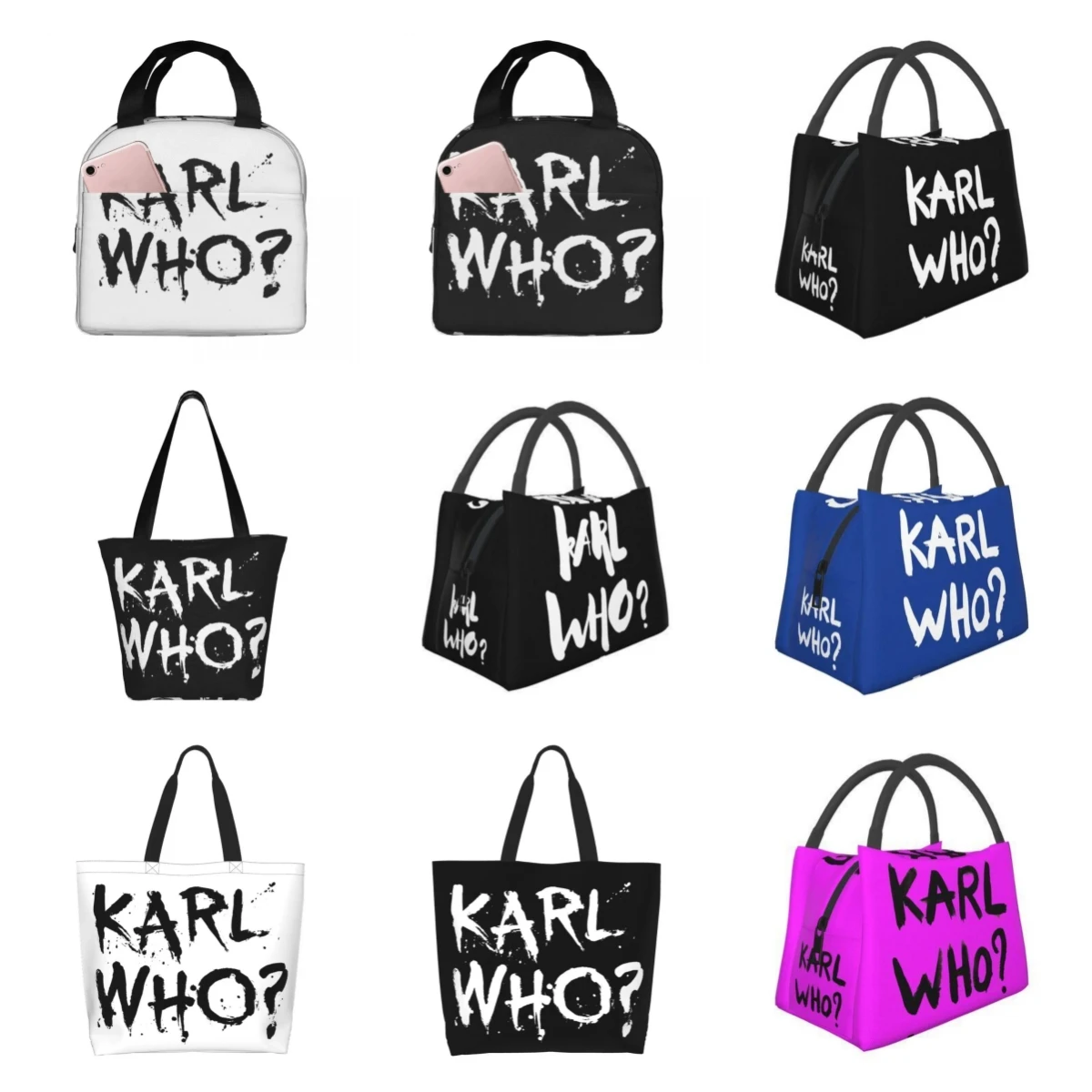 Karl Who Thermal Cooler Bags Portable Picnic School Oxford Lunch Box Bento Pouch  Shopping Bag Large Capacity Merch Grocery Bag