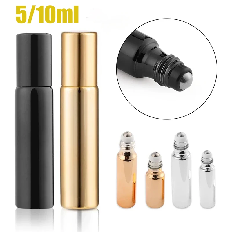 3PCS 5ml Essential Oil Bottles Roll On Stainless Steel Roller Ball Massager Eye Cream Perfume Refillable Empty Bottle Container