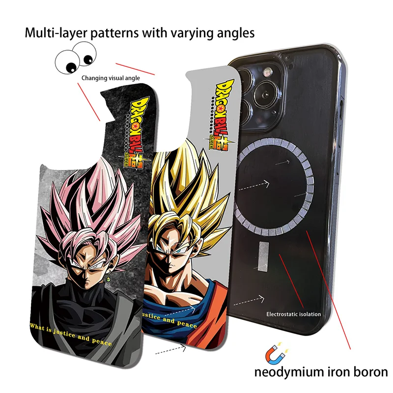 Luxury Dragon Ball SonGoku Magsafe Case For iPhone 16 15 14 13 12 11 Pro Max Plus Cartoon Anime Magnetic Wireless Charge Cover