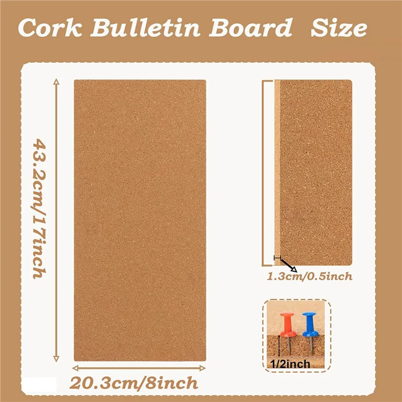 3 Set Cork Board Bulletin Board, Small Rectangular Pin Board For Wall, Self-Adhesive Cork Board For Office