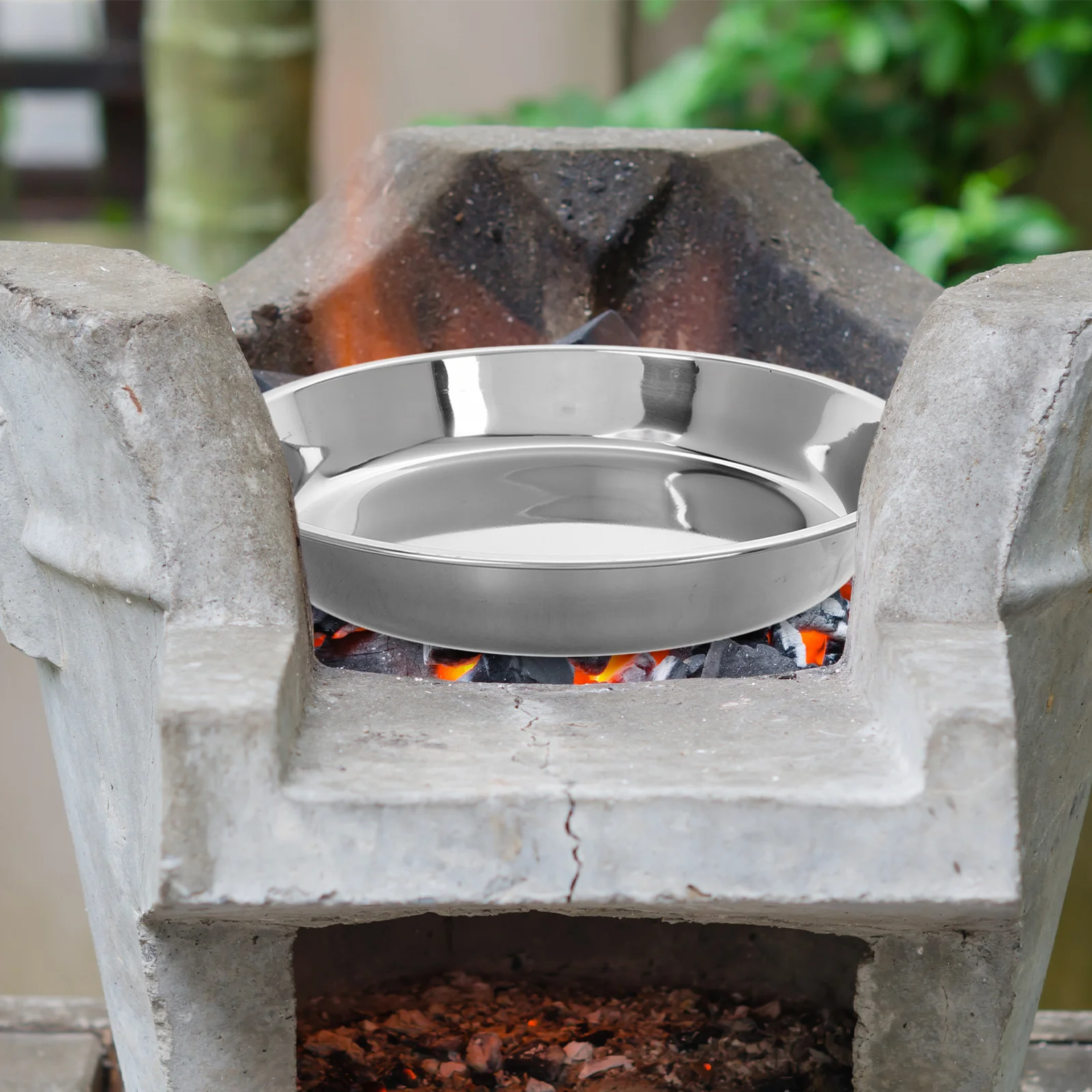 

Charcoal Pan Ash Catcher Stainless Steel Round Bbq Grill Plate Korean Style Portable Grill Tray Camping Fireplace Tool
