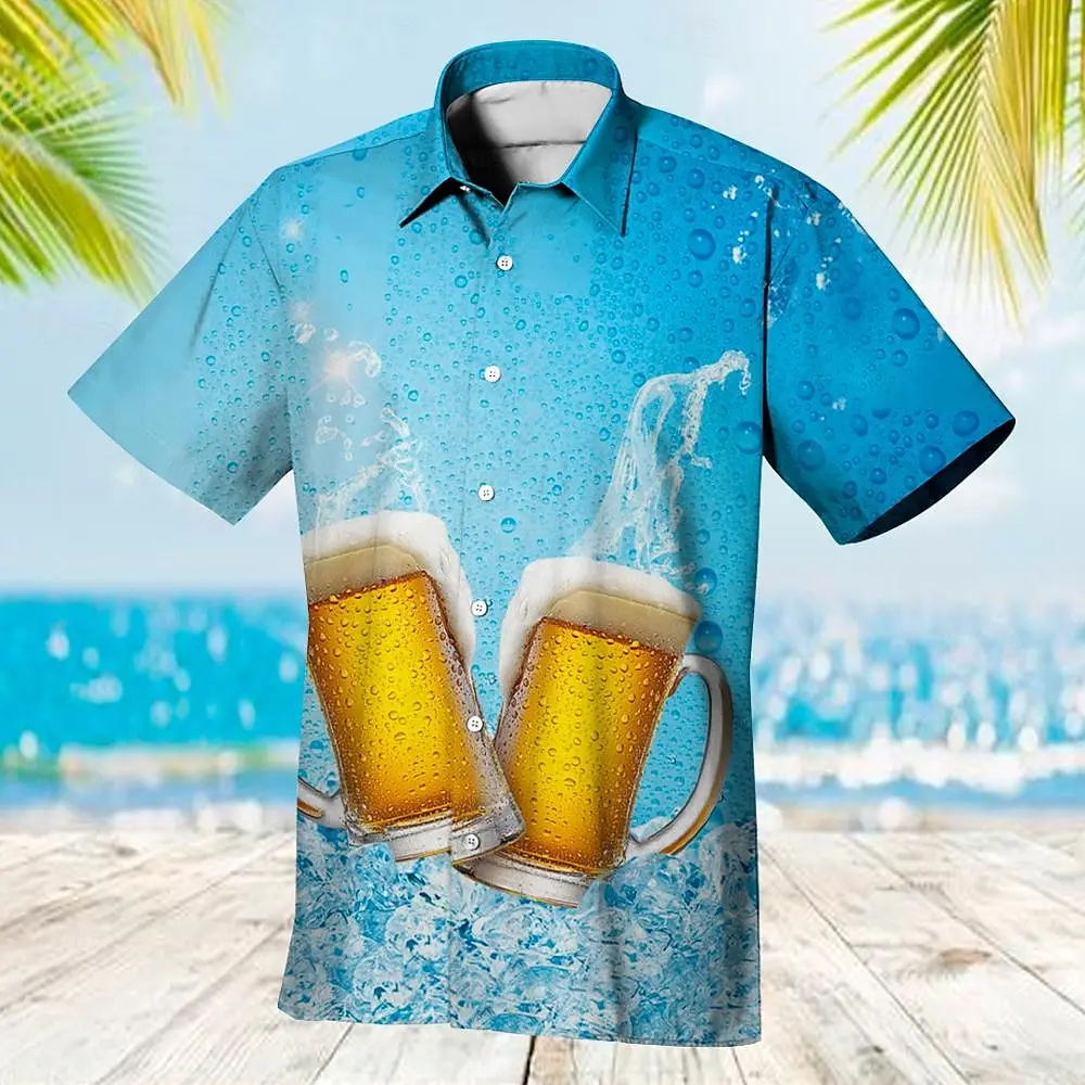 2024 shirt men's clothing pattern fits well, new fashion Hawaii vacation play 3D printed street short sleeved loose and comforta