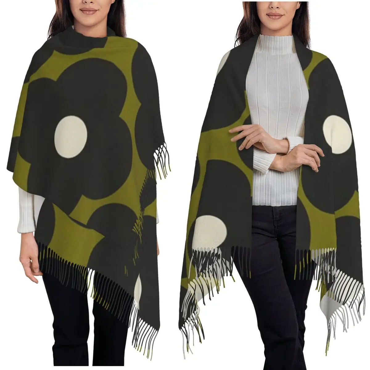 Kiely Orla Multisteam Flowers Scarf Tassel Scarves for Women Soft Warm Shawls and Wraps Large Fall Winter Shawl Wrap