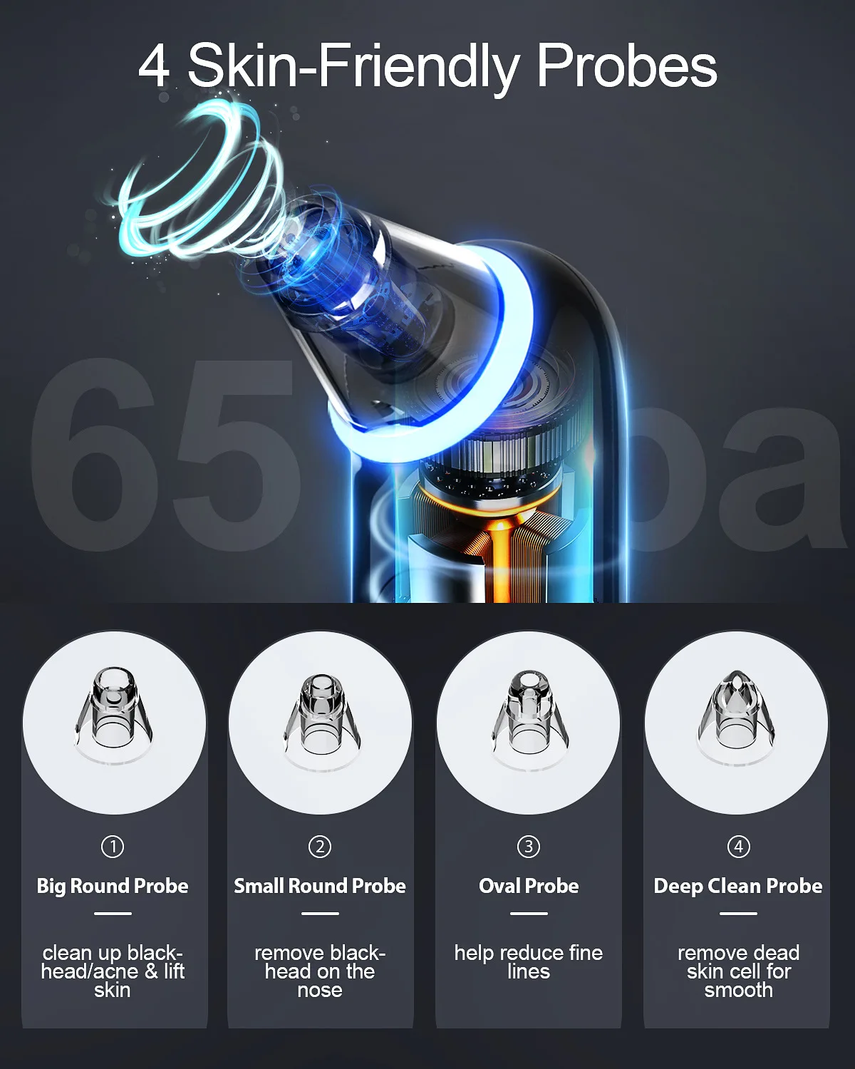 Professional Electric Blackhead Remover with Microbubble, Comedone Extractor & Blue Light - Home Facial Cleansing Device