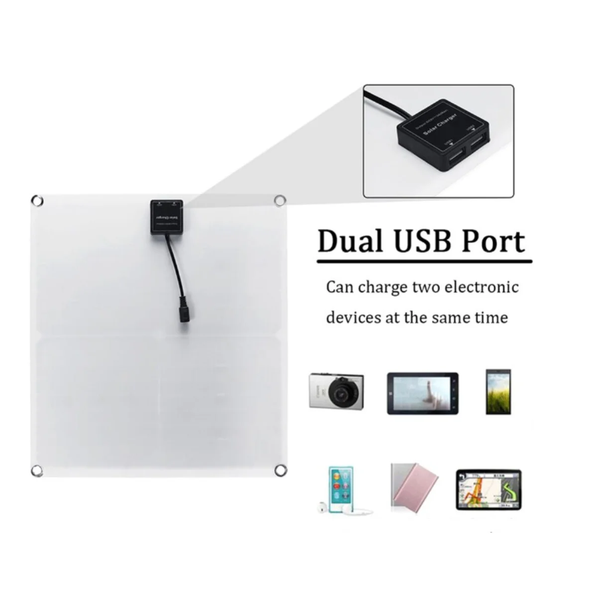 100 واط 18 فولت لوحة طاقة شمسية مرنة IP68 الخلايا الشمسية لوحة شاحن بالطاقة الشمسية المزدوج USB للتخييم RV سقف المنزل شرفة كاميرا خارجية مقاومة للماء #4