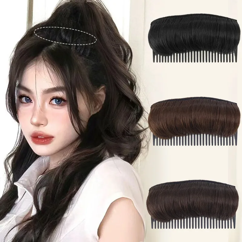 10CM Synthetic Invisible Fluffy Hair Pad Wig Cushion Comfortable High Temperature Fiber Insert Comb Increase Hair Style Tools