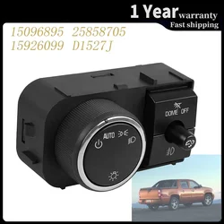 Headlight Fog Light Switch 25858705 for 2007-2013 Chevrolet Avalanche Silverado Suburban Tahoe GMC Sierra Yukon 15096895 D1527J