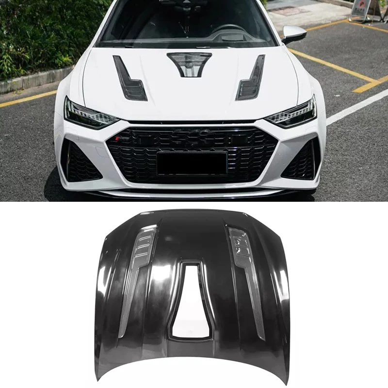 Style Carbon FiberFront Engine Hood For 2021-2022 Audi C8 RS6 Bonnet Engine Cover Car Accessories