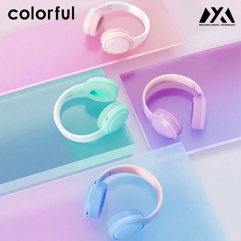 

DR88-Gradient color headset Recharge wireless over-earheadphoneMusic gaming calls online classes earphone with long battery life