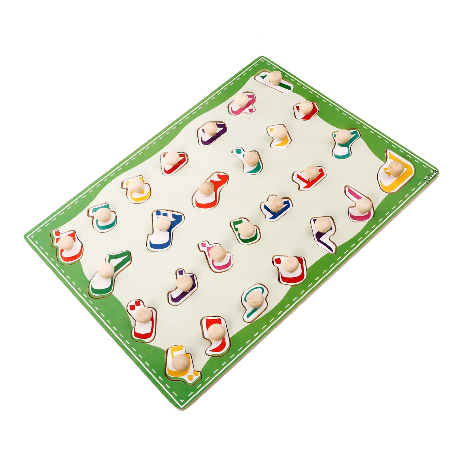 

Wooden Alphabet Puzzle Board Kids Toddler Arabic Learning Toys Bright Colors Smooth Edges Eye Hand Coordination