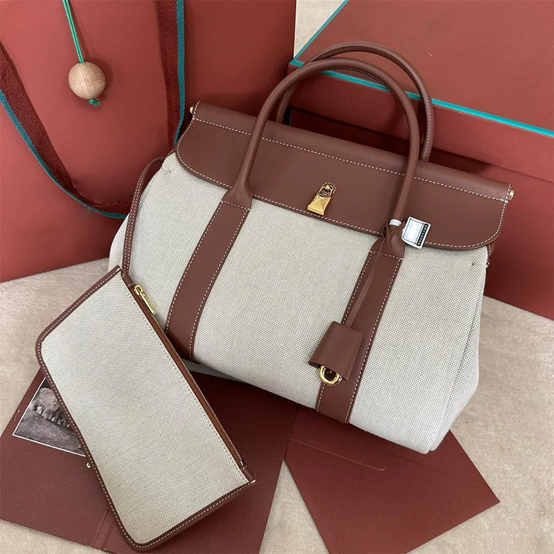 

New Cowhide Material Large Capacity Handbag High-quality Grain Leather Travel Mother And Baby Single Shoulder Crossbody Bag