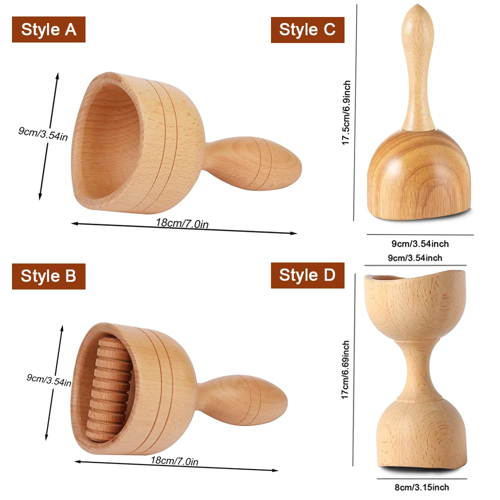 Wooden Swedish Massage Cup Manual Anti Cellulite Suction Cup Wood Therapy Lymphatic Drainage, Body Sculpting, Muscle Relaxation