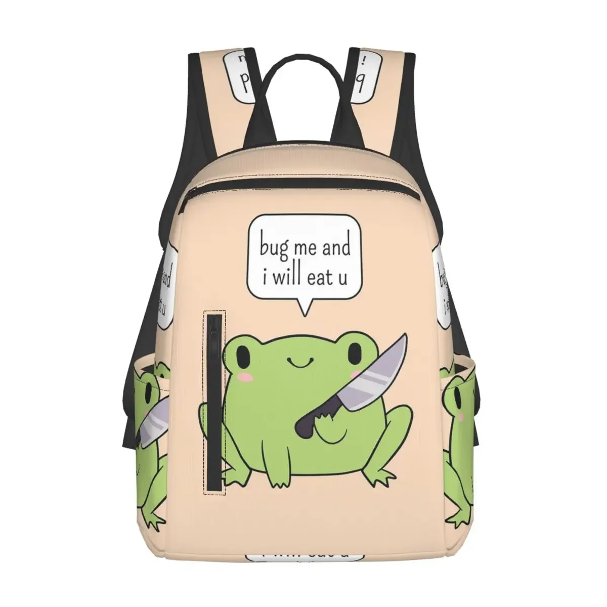 

Cute Frog With A Knife Backpack Daypack Large Capacity Boys Girls BookBag School Bag Shoulder Bags for Men Women