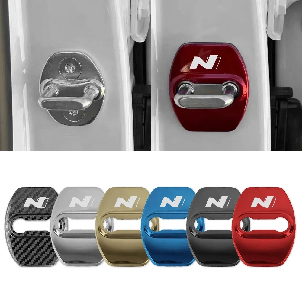 JDM Car Door Lock Cover 4pcs Hyundai N LOGO Tucson Creta 120 130 N Fastback 130N Veloster KONA Activator Car styling Accessories