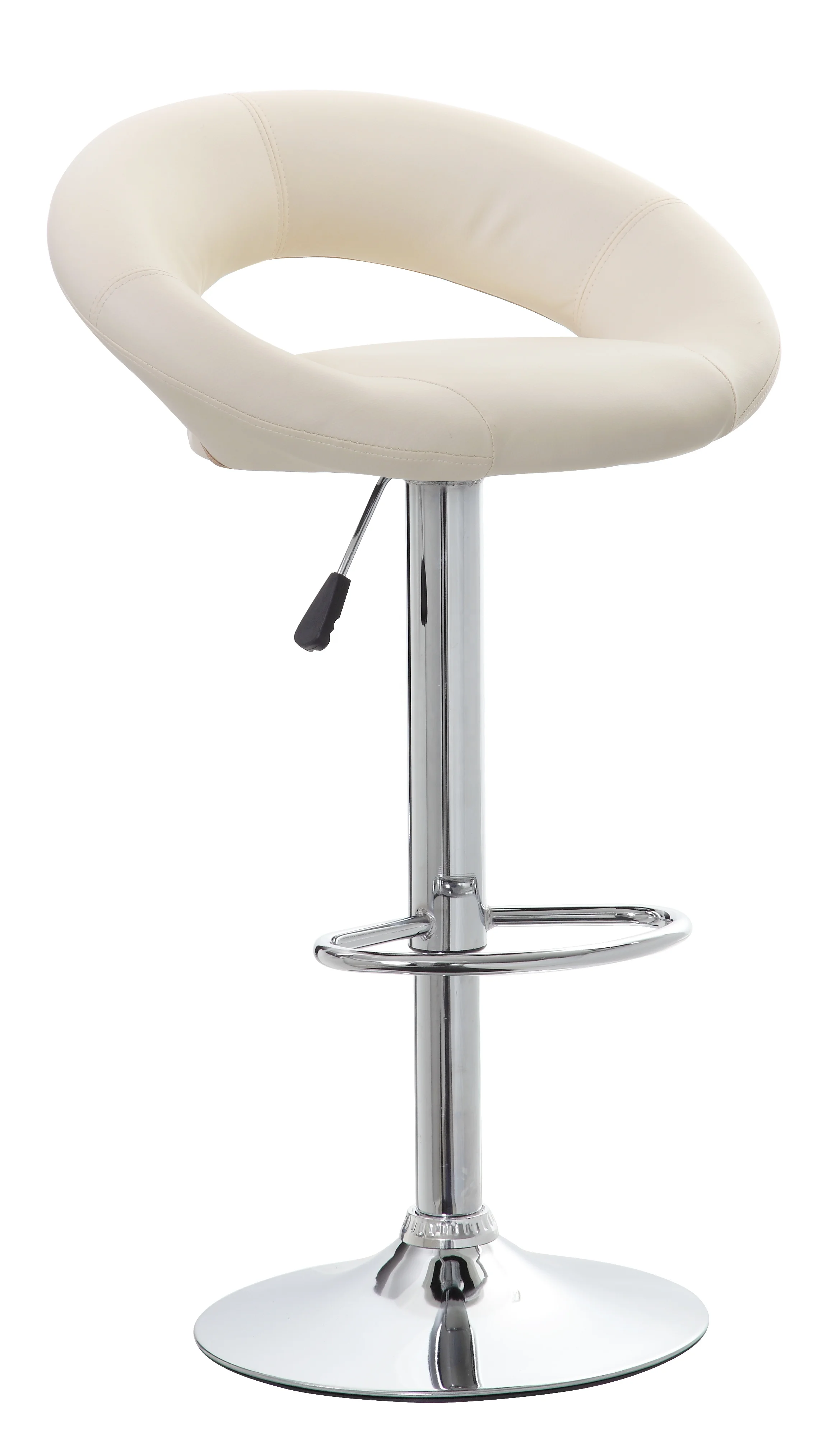 High Quality White PU Leather Chrome Height Adjustable Swivel Bar Chair, Chairs for Restaurants Bar, 2022