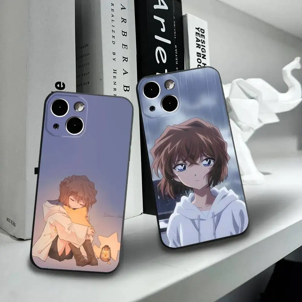 

H-Haibara Ai Cartoon Phone Case For iPhone16,15,14,13,12 Mini 11 Pro XR,X,XS,MAX 7,8 Plus Silicone Cover Soft Black