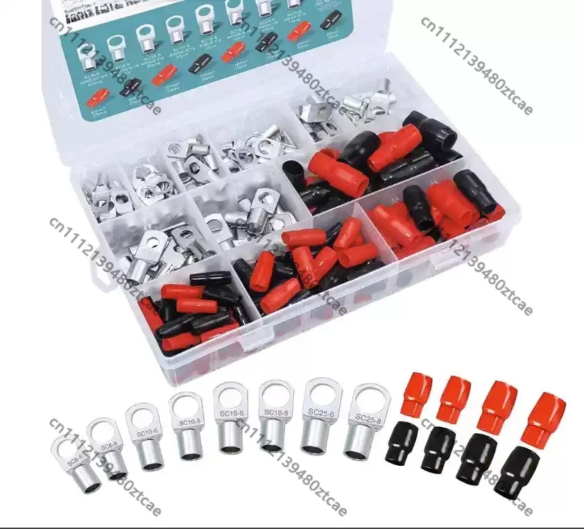 240PCS Heavy Duty Tubular Ring Terminal Assortment Kit Tinned Copper Wire Lugs For Automotive Battery Cable Connection