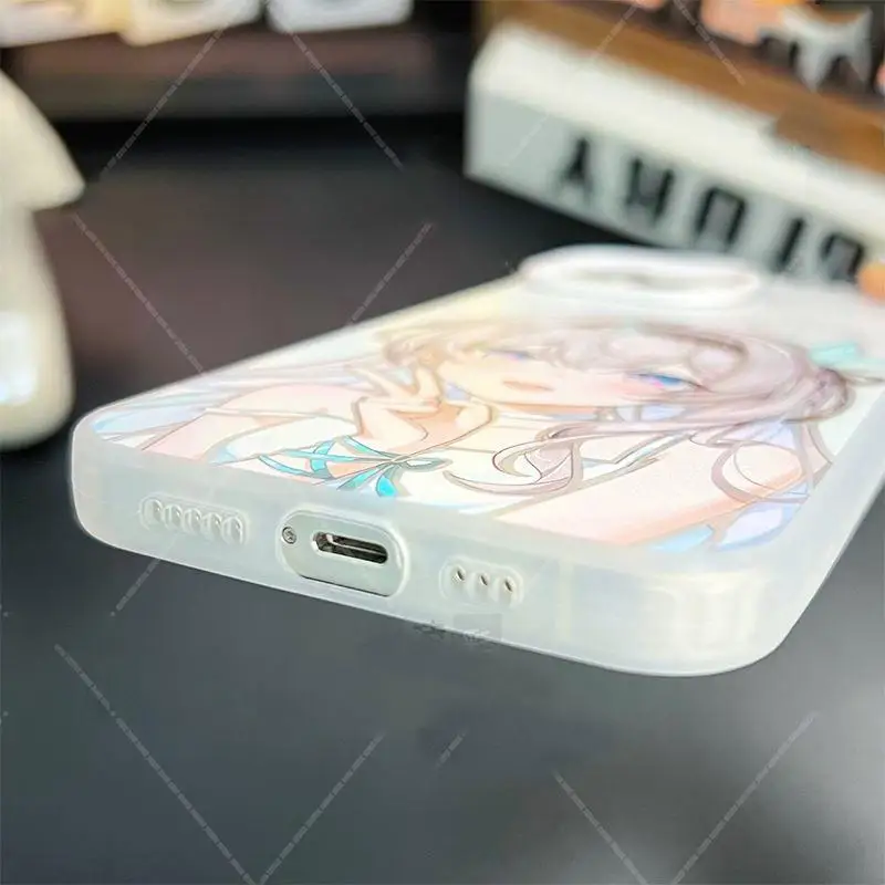 Niedliche Cartoon-Mädchen-Glühwürmchen-Honkai-Star-Schienen-Handyhülle für iPhone 17, 16, 15, 14, 13, 12, 11, Pro Max Plus, Air Mini-Spiel-Mädchen-Abdeckung